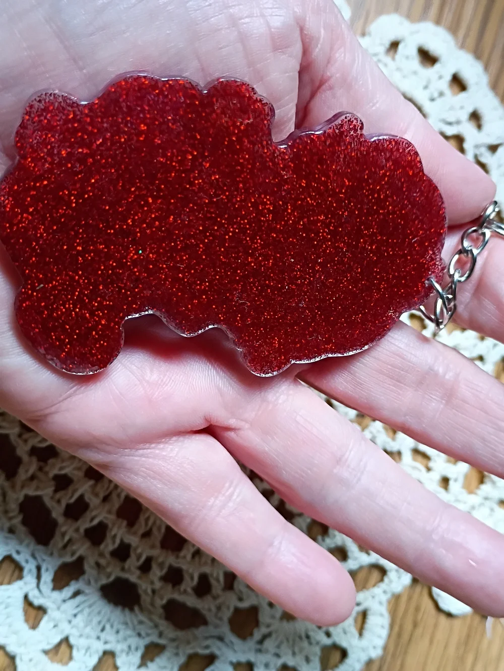 Pink Strawberry Girl Glitter Keychain Card Holder